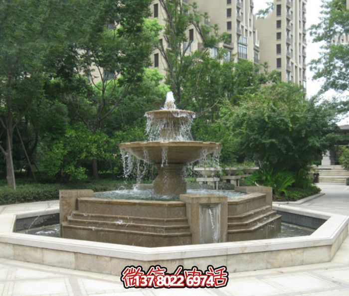 精美石雕大型噴泉，美化小區(qū)廣場景觀