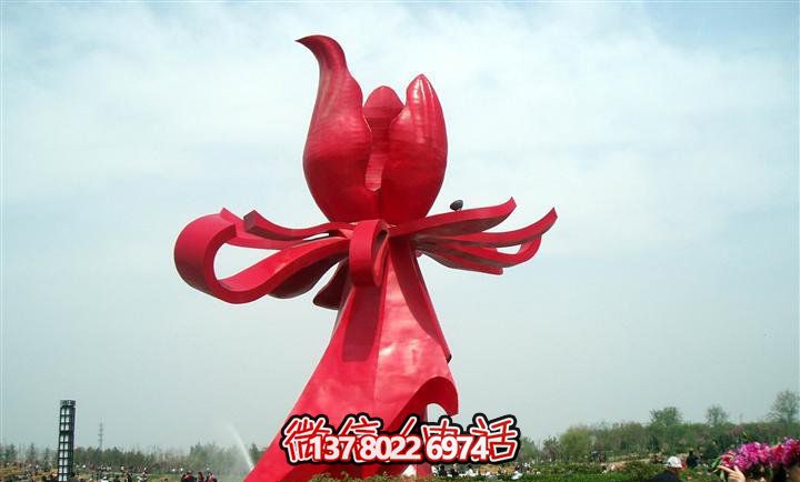 大型紅色不銹鋼雕塑紫荊花，給你的廣場(chǎng)帶來美景