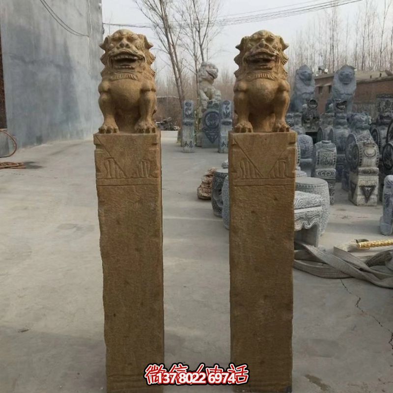 砂巖拴馬柱擺件，為你的寺廟門口增添優(yōu)雅氣息