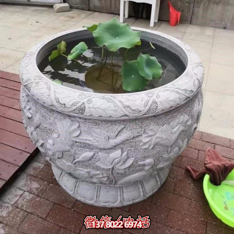 精美絕倫，濃濃古典風(fēng)情歐式別墅大理石浮雕魚缸擺件