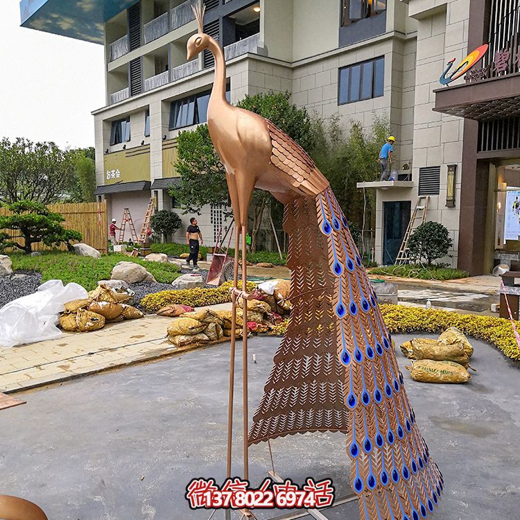 不銹鋼孔雀雕塑 不銹鋼孔雀雕塑