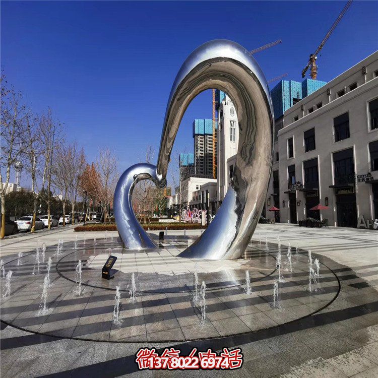 不銹鋼圓形雕塑精致工藝，拋光鏡面，抽象藝術(shù)