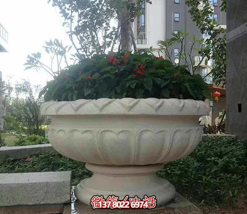 精美巨型大理石石雕花盆雕塑，讓你的別墅街道更加精彩