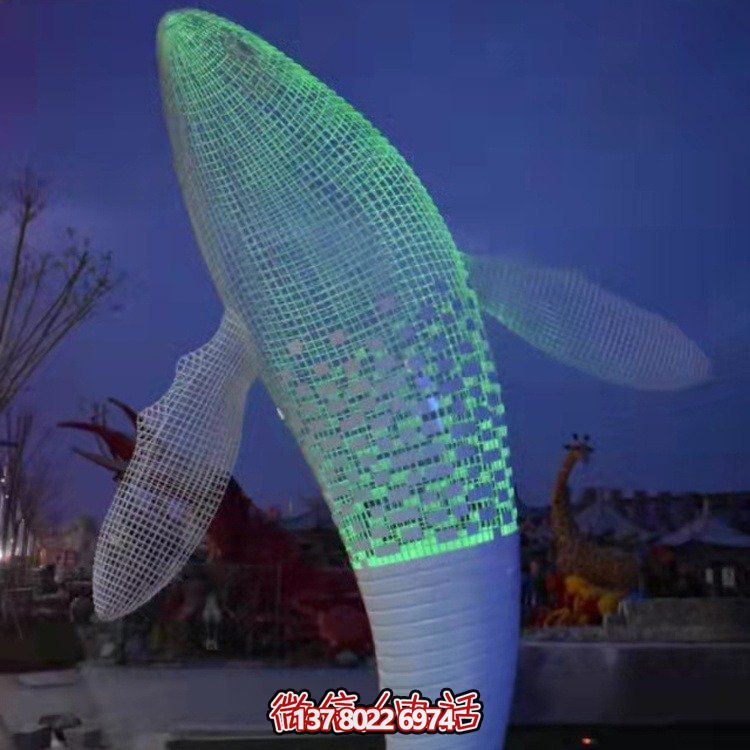 不銹鋼鯨魚雕塑景觀，營(yíng)造完美空間氛圍