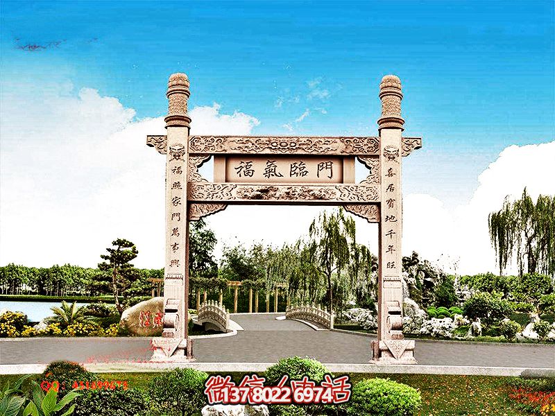 簡(jiǎn)易單門柱花崗巖門牌樓精美雕塑裝飾 簡(jiǎn)易單門柱花崗巖門牌樓精美雕塑裝飾
