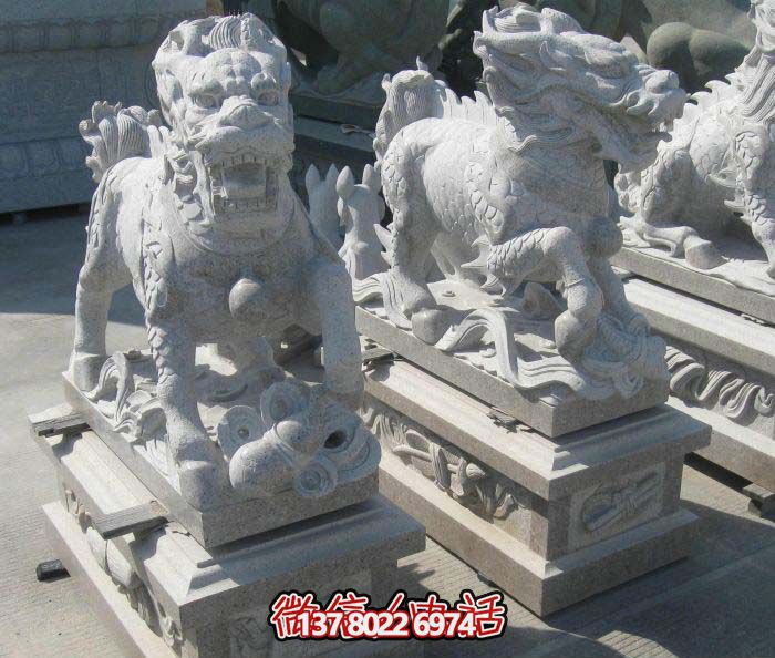 精美大理石石雕麒麟雕塑，一件精致的家居裝點品