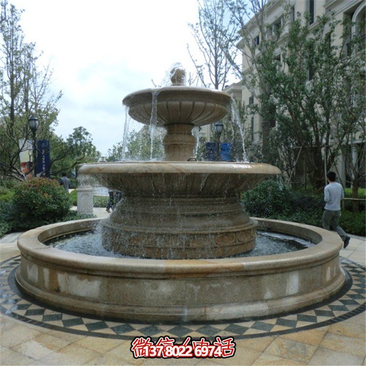 歐式雙層大理石流水噴泉，為小區(qū)增添高貴氣質(zhì)