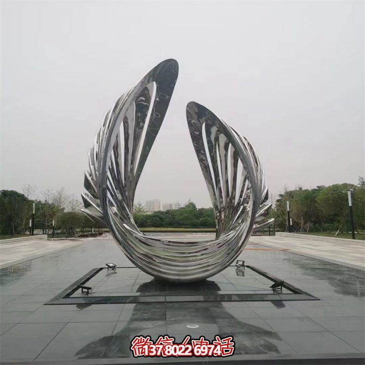 不銹鋼抽象翅膀藝術(shù)雕塑，為戶外廣場增添獨(dú)特景觀