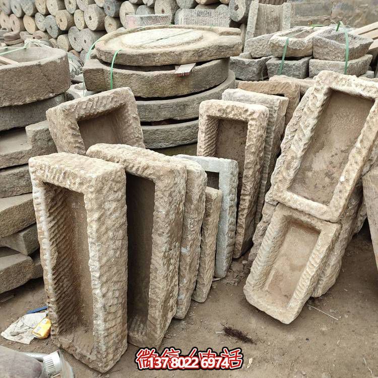 經(jīng)典石雕老石槽，點(diǎn)綴青石園林景觀