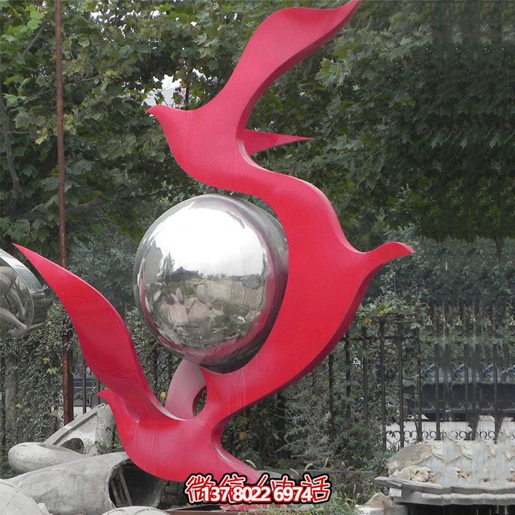 不銹鋼抽象鴿子雕塑，為您的園林景觀增添高雅氣息