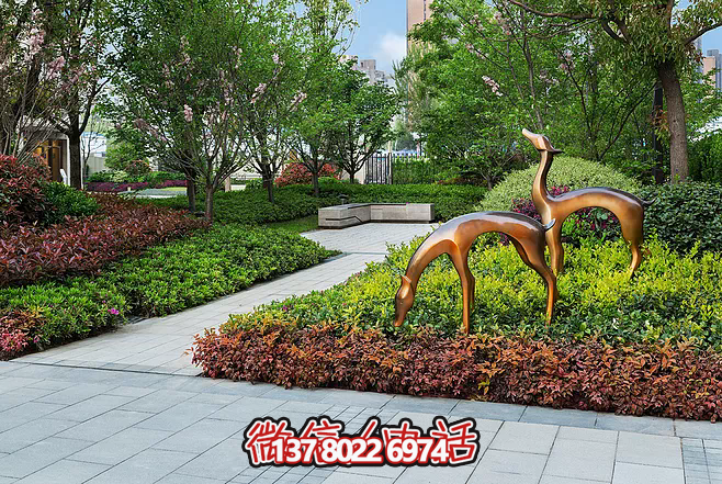 不銹鋼仿銅鹿雕塑 不銹鋼仿銅鹿雕塑