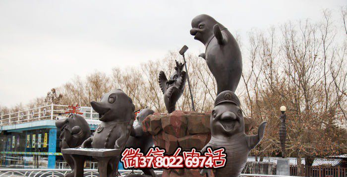 不銹鋼海豚雕塑，個性創(chuàng)意花園裝飾