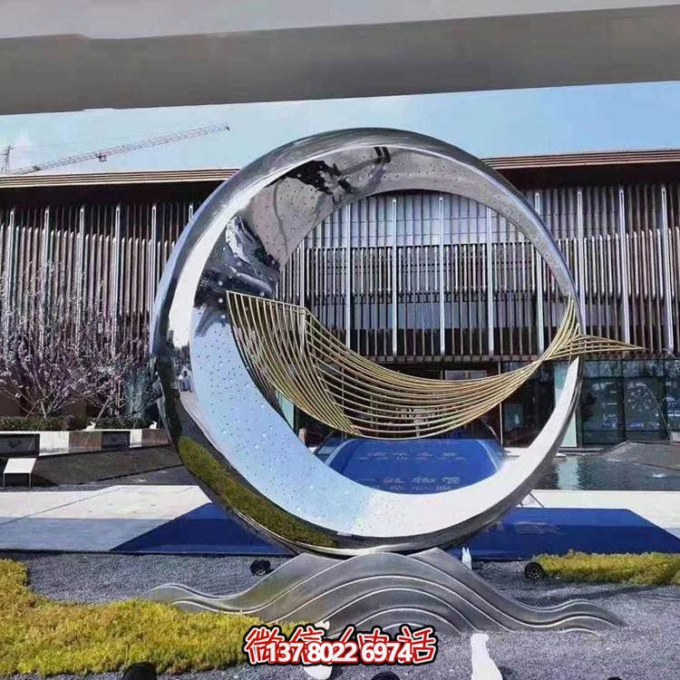 精美不銹鋼圓環(huán)雕塑，給酒店、售樓部帶來(lái)流水?dāng)[件