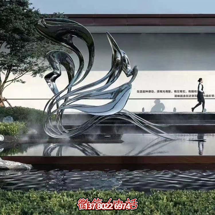 大型不銹鋼抽象雕塑，現(xiàn)代水景景觀創(chuàng)意裝飾