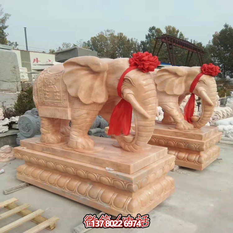 吸財(cái)納福別墅小區(qū)大型晚霞紅大象雕塑