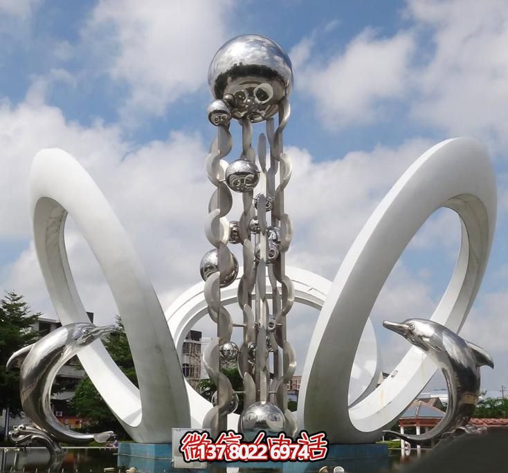 海豚個性不銹鋼雕塑，大型廣場裝飾裝置