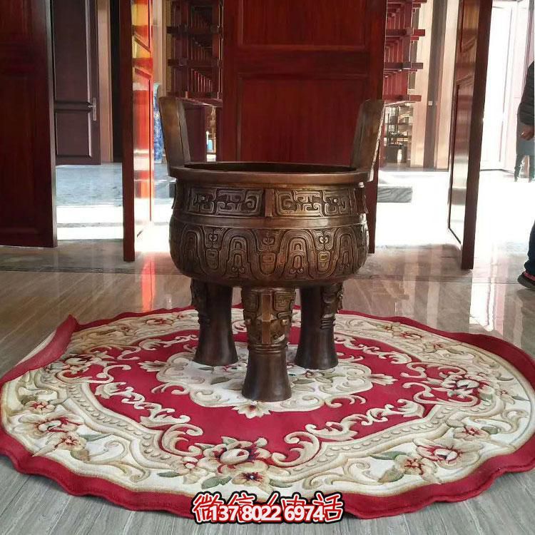 純銅鼎仿古香爐擺件，圓潤(rùn)家居裝飾