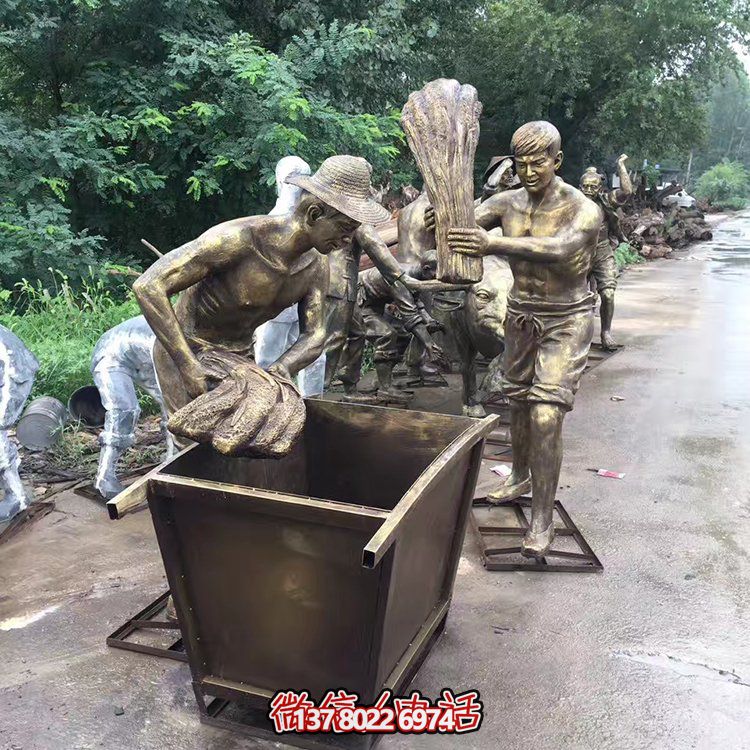 中國民俗——打麥子、勞動(dòng)、人物雕塑