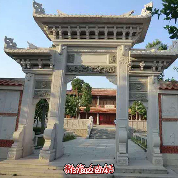 精美大理石石雕景區(qū)園林，大型門樓牌坊雕塑