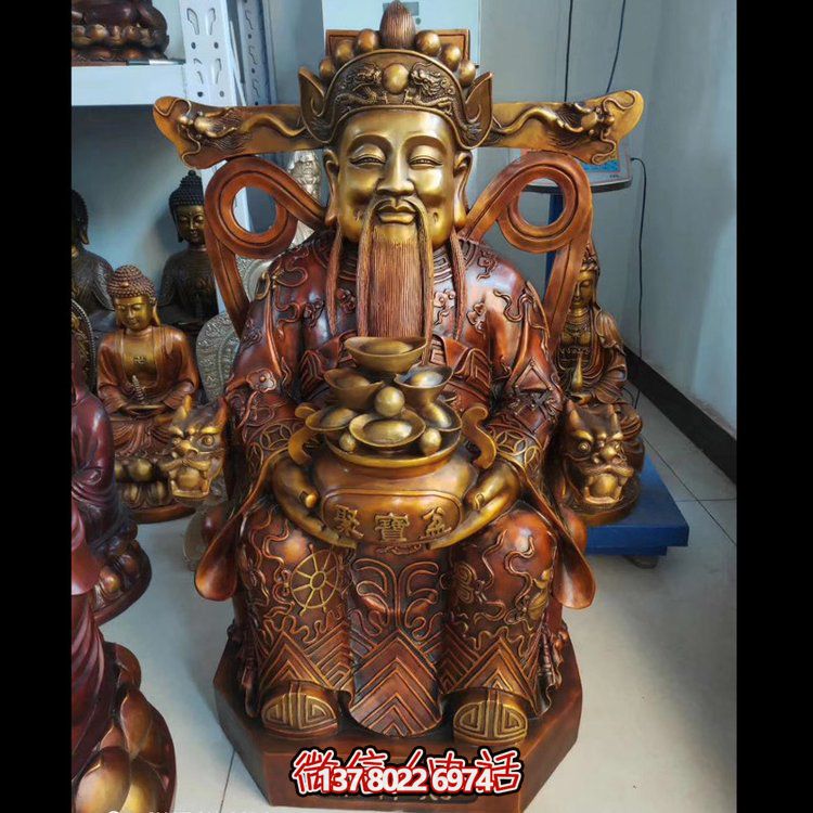 家用純銅鍛造財神爺?shù)袼堋斣礉L滾，祝福財運(yùn)永久