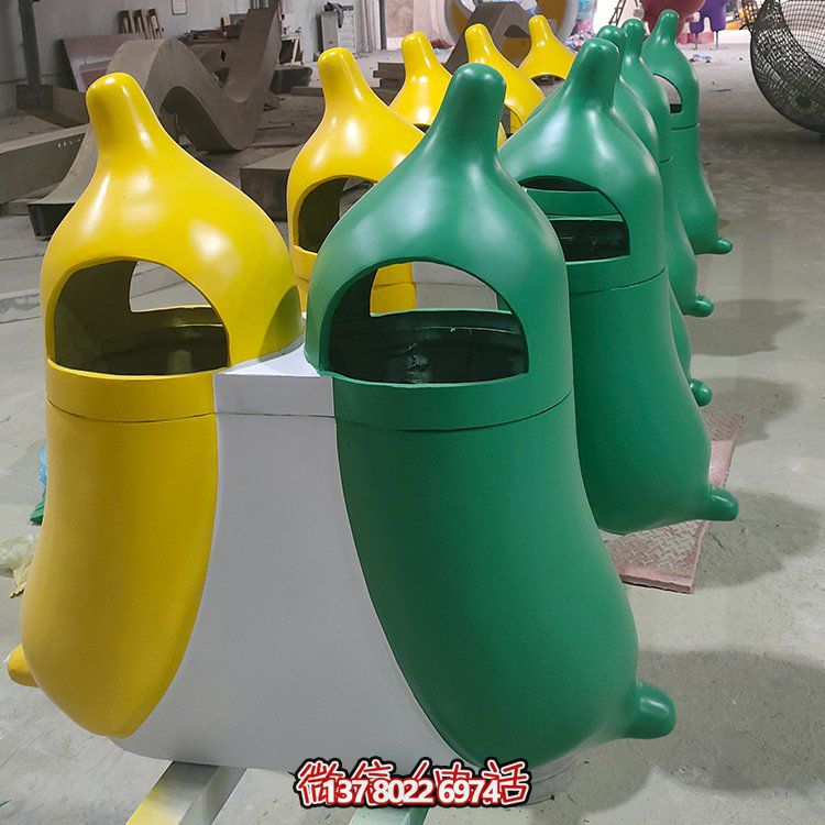 創(chuàng)意玻璃鋼垃圾桶，家庭園林裝飾擺件
