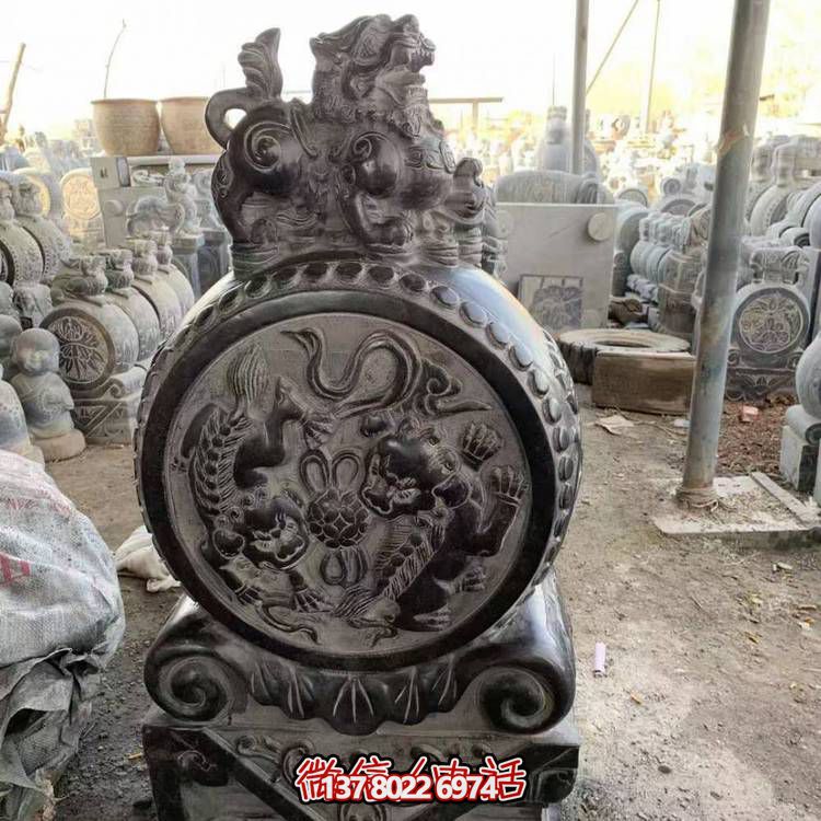仿古青石石雕抱鼓雕塑，裝點(diǎn)庭院門口