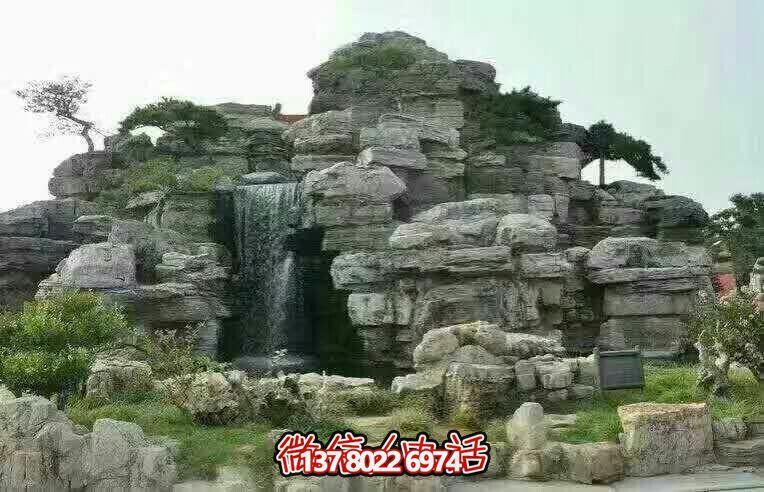 精美的景區(qū)園林，完美的假山流水擺放