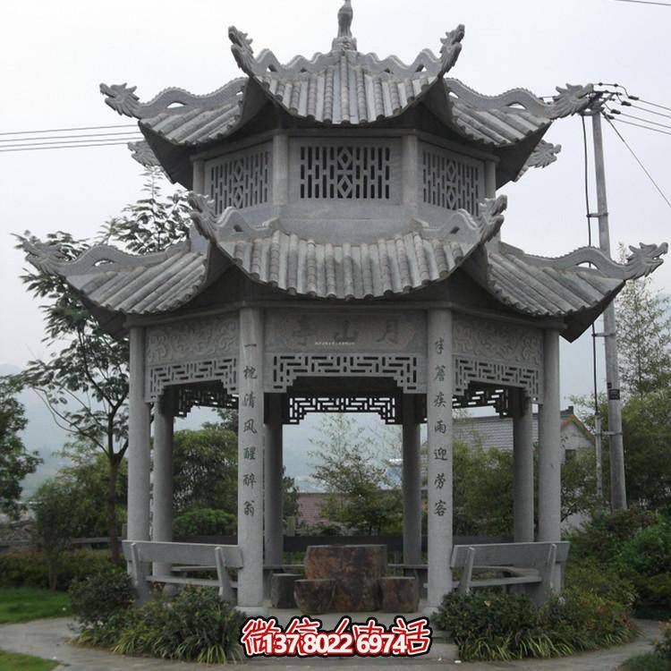 仿古青石涼亭，美觀大方，雕塑精美