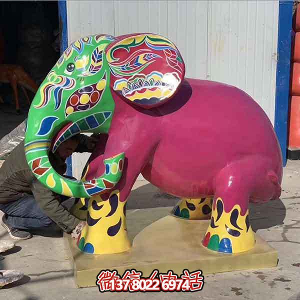 玻璃鋼雕塑大象，彩繪園林景觀