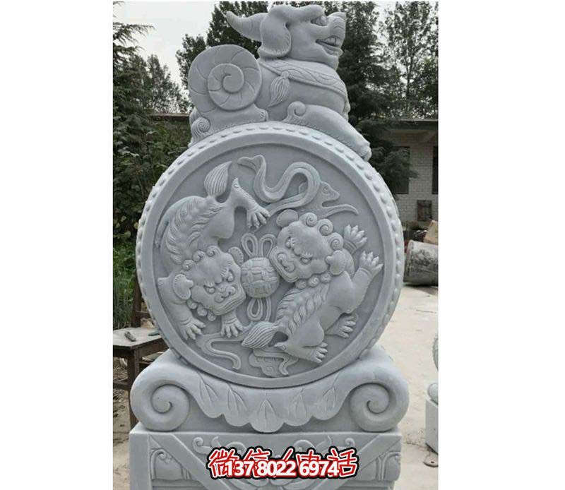 精美大理石抱鼓石雕塑，點綴園林景觀