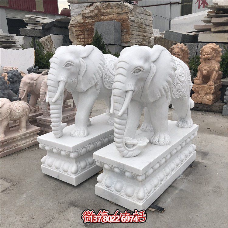 大理石石雕大型動(dòng)物雕塑，點(diǎn)綴庭院別墅門口