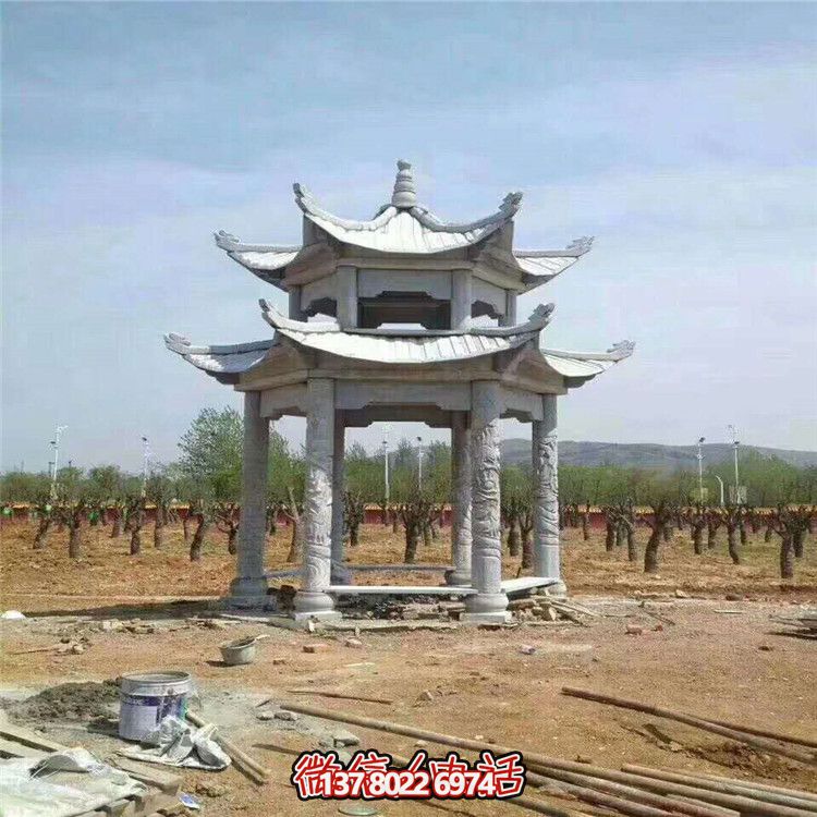 雙層雕塑涼亭，為景區(qū)、園林、戶外環(huán)境提供視覺美感
