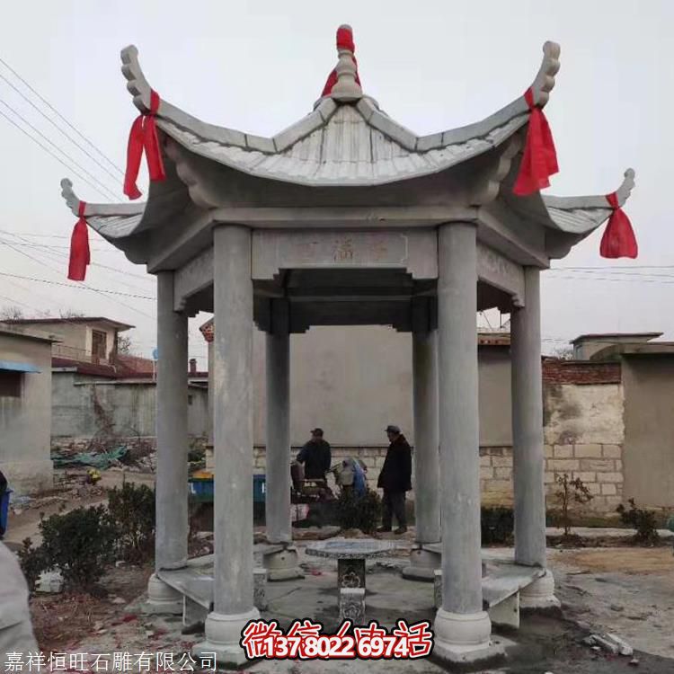 仿古石雕亭子，增添學(xué)校公園獨(dú)特韻味