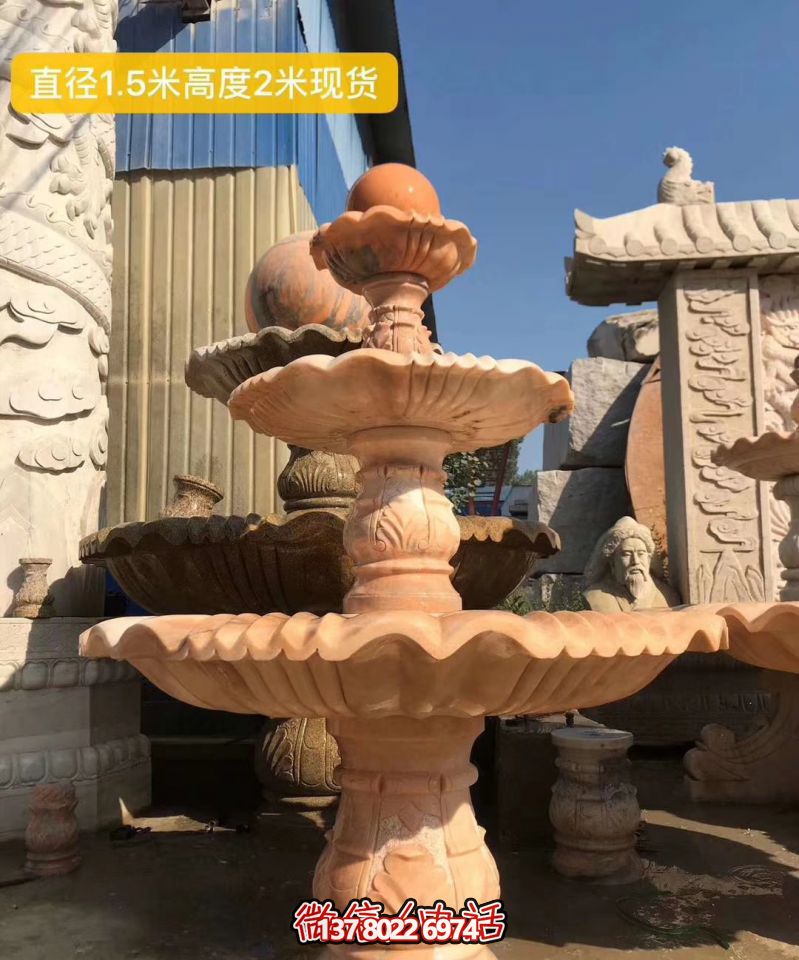 紅色晚霞風(fēng)水球石雕景觀噴泉，點亮小區(qū)美景