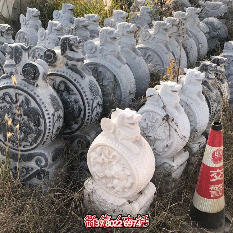 仿古青石獅子抱鼓石擺件，鎮(zhèn)宅庭院門口裝飾