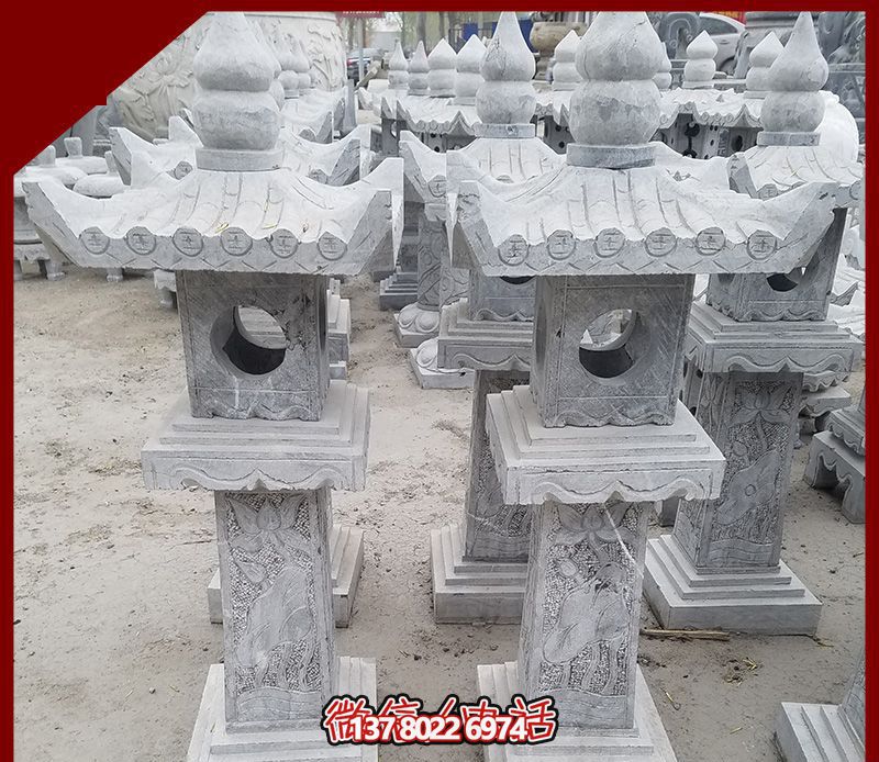 仿古石雕燈籠，裝飾戶外寺廟
