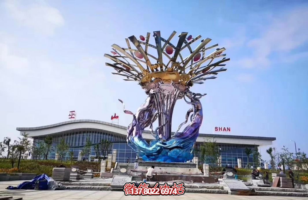 玻璃鋼美人魚雕塑，給廣場(chǎng)帶來彩繪跳舞美景