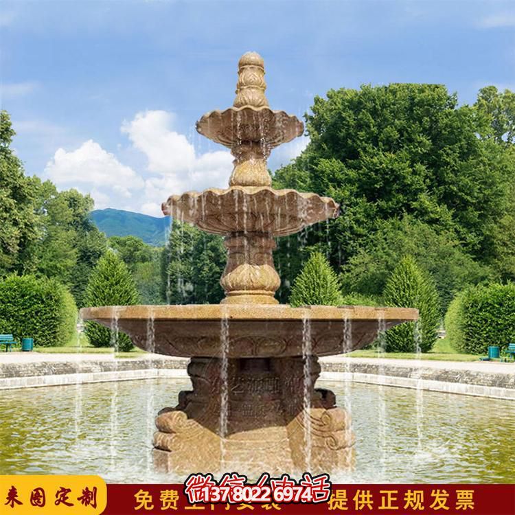 流水紅晚霞，石雕戶外景區(qū)擺件