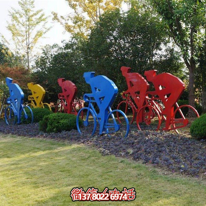 不銹鋼剪影賽車擺件，點綴公園草坪
