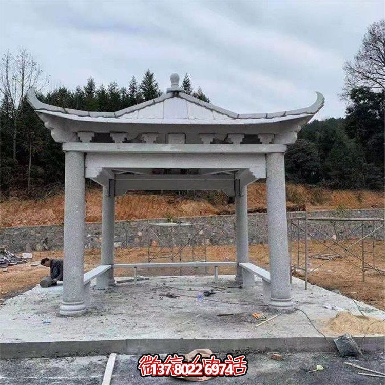 獨(dú)具魅力的石雕涼亭，點(diǎn)綴園林景觀