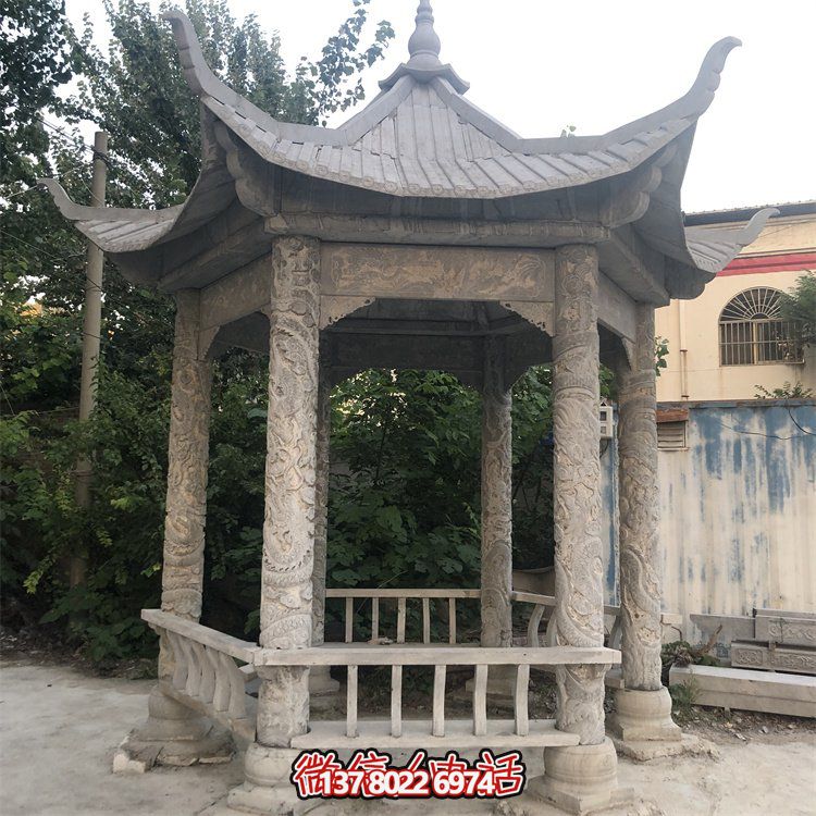 中式仿古建筑青石石亭，為您的園林戶外擺放帶來古典美