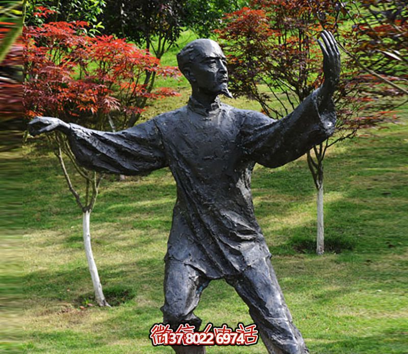 公園太極銅雕裝飾，增添運(yùn)動人物氣息