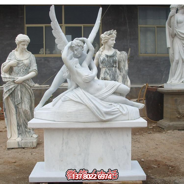 西方天使?jié)h白玉雕塑，美化景區(qū)廣場
