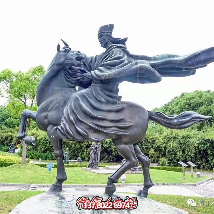 古典仿銅騎馬雕塑，玻璃鋼創(chuàng)意廣場裝飾
