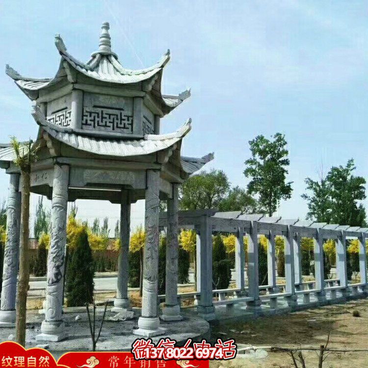 甄選優(yōu)質(zhì)大理石雙層涼亭，精美絕倫的雕塑美景