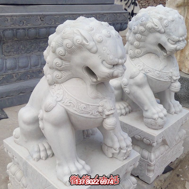 廣場創(chuàng)意漢白玉石雕石獅子雕塑 廣場創(chuàng)意漢白玉石雕石獅子雕塑
