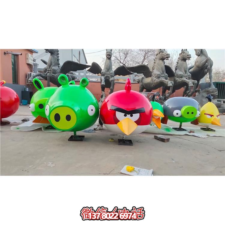 玻璃鋼卡通憤怒的小鳥公仔兒童樂(lè)園擺件