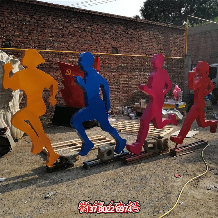 跑步，玻璃鋼剪影抽象人物運(yùn)動雕塑