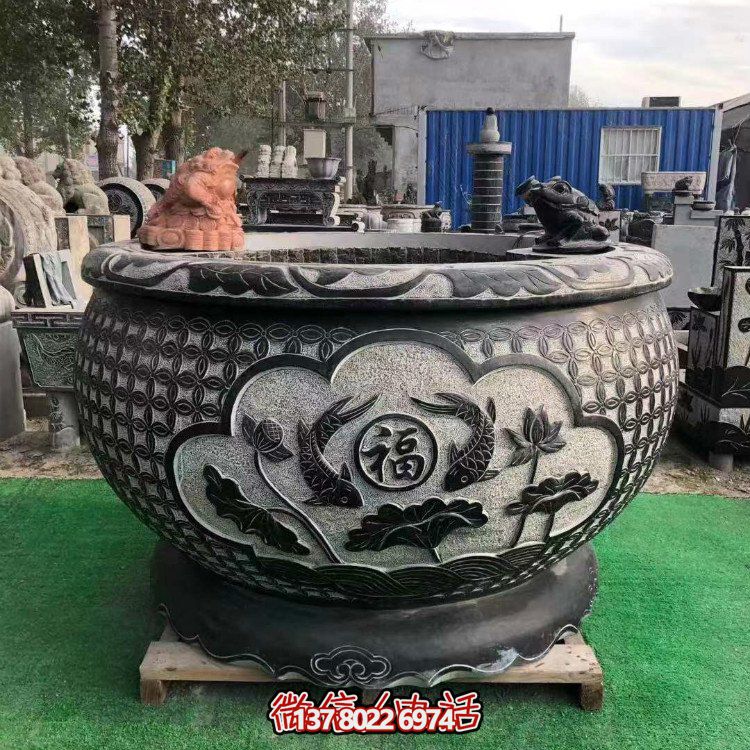 青石大水缸，石雕缸