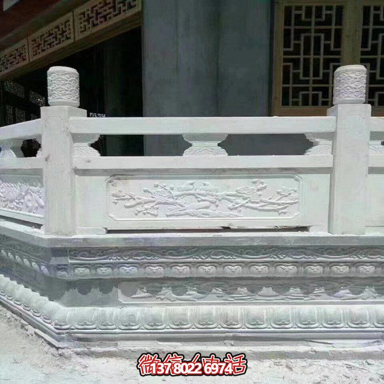 中式仿古石雕漢白玉欄板景點寺廟臺階防護(hù)圍欄